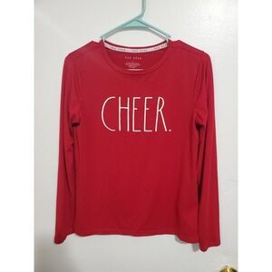 Rae Dunn Women’s Casual S Red Long Sleeve Top With Text Cheer